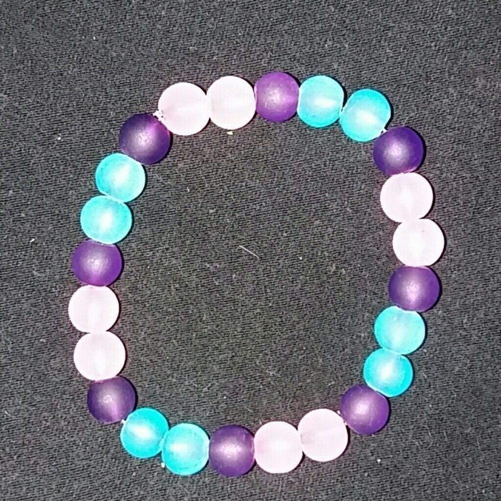 Purple blue and pink beaded bracelet all sizes